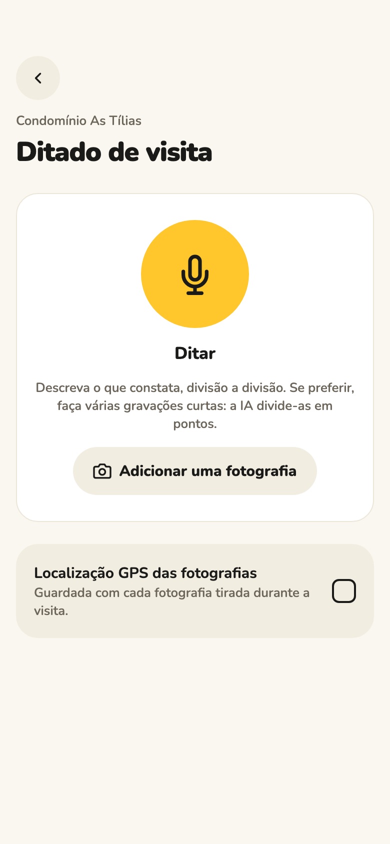 Ditado de visita no telemóvel